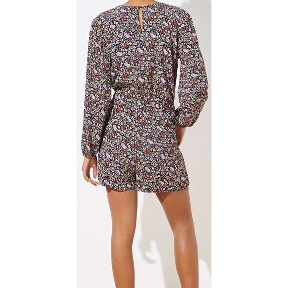Ann Taylor LOFT Floral Long Sleeve V-Neck Garden Wrap Romper Ladies XS Pockets - Picture 6 of 9